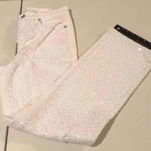 INC International Concepts size 25 white jeans sequin front